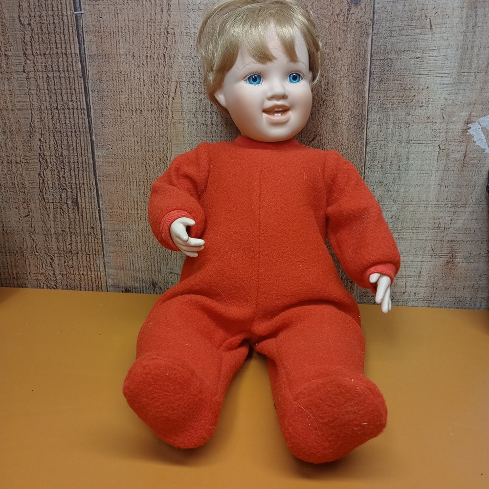 Disney Christopher Robin Porcelain Doll Cindy M McClure 8293FA Red Jumpsuit